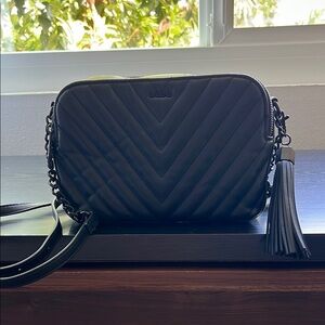 Aldo Black Chevron Quilted Crossbody Bag